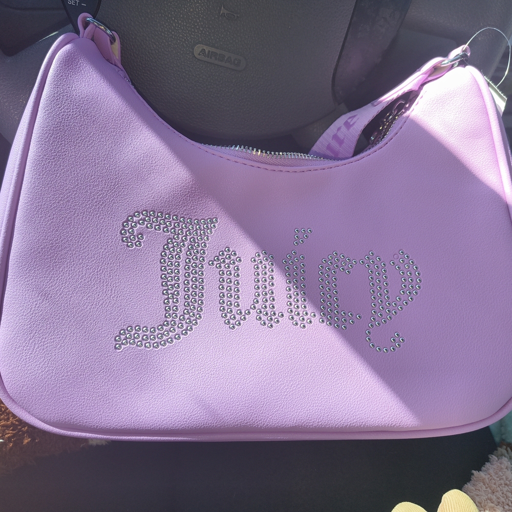 Juicy Couture Pink Rhinestone Logo Shoulder Bag